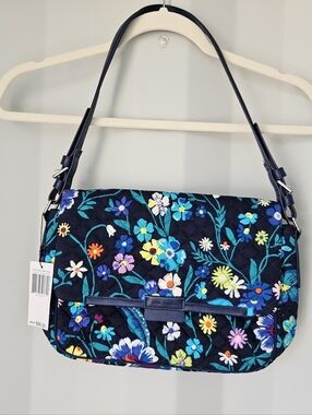 Vera Bradley Moonlight Garden Iconic Shoulder Bag with Multicolor Floral Print